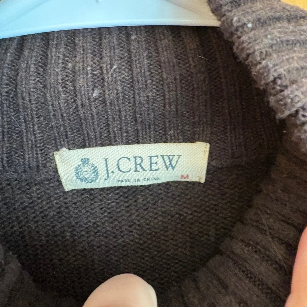 J Crew Oar Mens Dark Brown Cotton Cashmere Blend Quarter Zip Sweater Size‎ M